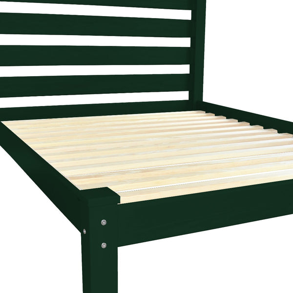 Homeroots Dark Green Solid Wood Full Bed Frame - Durable, Stylish Design For A Peaceful Sleep Sanctuary!  Solid Wood 546751