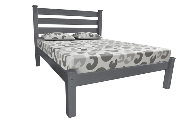 HomeRoots Gray Solid Wood Full Bed Frame - Artisan Crafted Pine, Rustic Style, Elevated Design for Comfort & Durability 546752