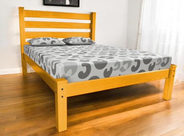 HomeRoots Yellow Solid Wood Full Bed Frame - Handcrafted Platform Design in Warm Honey Finish for Cozy Sleep 546754