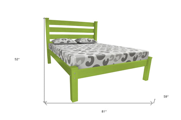 Homeroots Lime Green Solid Wood Full Bed Frame - Luxurious Comfort, Quality Craftsmanship, And Stylish Design  Solid Wood 546755
