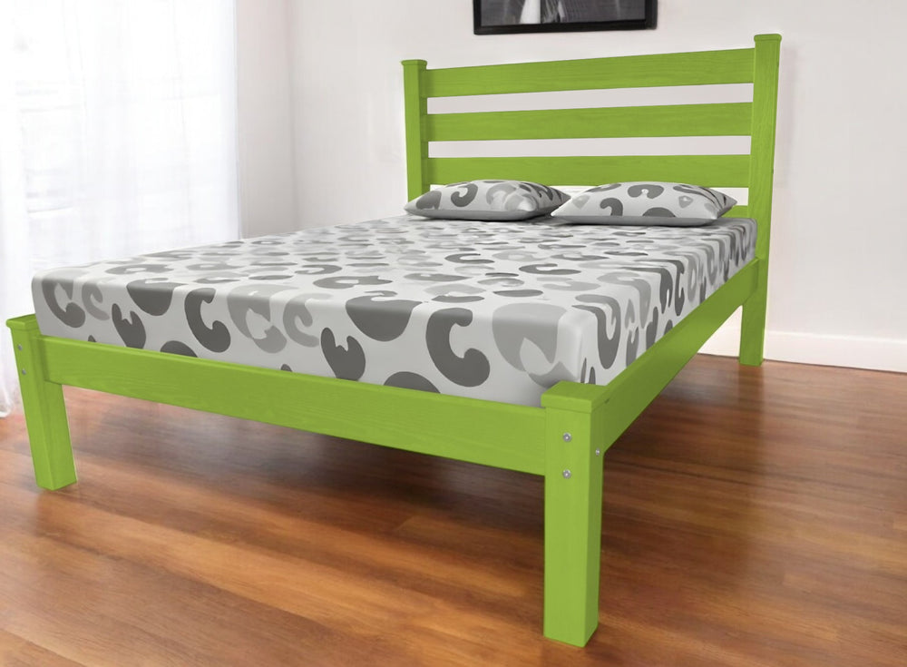 Homeroots Lime Green Solid Wood Full Bed Frame - Luxurious Comfort, Quality Craftsmanship, And Stylish Design  Solid Wood 546755