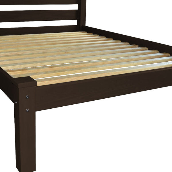 Homeroots Dark Brown Solid Wood Full Bed Frame - Luxurious Comfort, Durable Quality, Perfect For Any Bedroom Oasis!  Solid Wood 546756