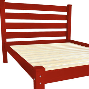 Homeroots Red Solid Wood Full Bed Frame - Stylish Design For Comfort, Quality Craftsmanship, And Versatile Use  Solid Wood 546757