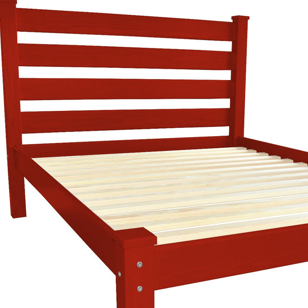 Homeroots Red Solid Wood Full Bed Frame - Stylish Design For Comfort, Quality Craftsmanship, And Versatile Use  Solid Wood 546757