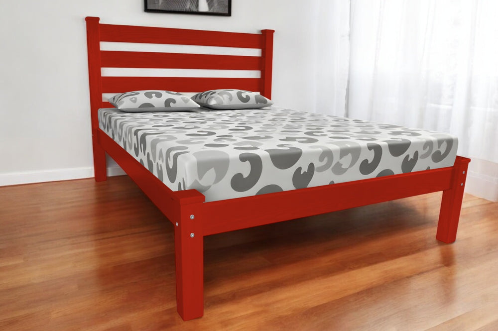 Homeroots Red Solid Wood Full Bed Frame - Stylish Design For Comfort, Quality Craftsmanship, And Versatile Use  Solid Wood 546757