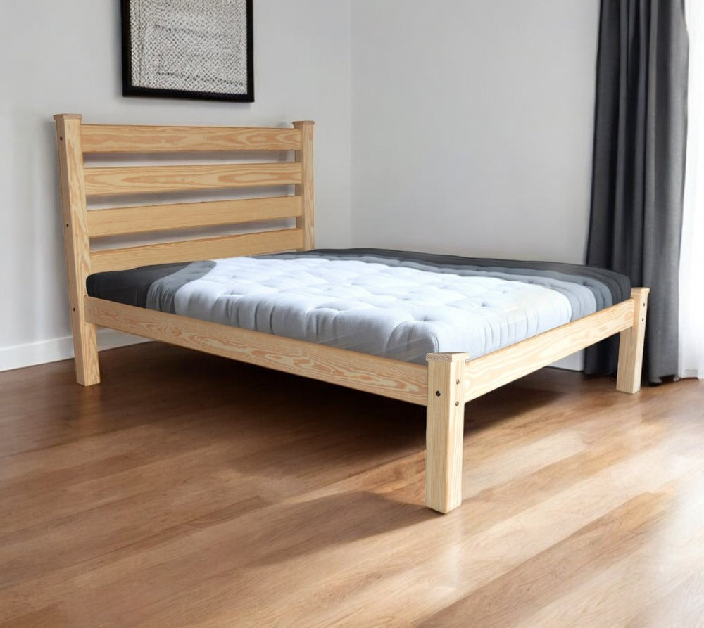 Homeroots Natural Solid Wood Full Bed Frame – Handcrafted Elegance For A Cozy And Inviting Bedroom Retreat  Solid Wood 546758