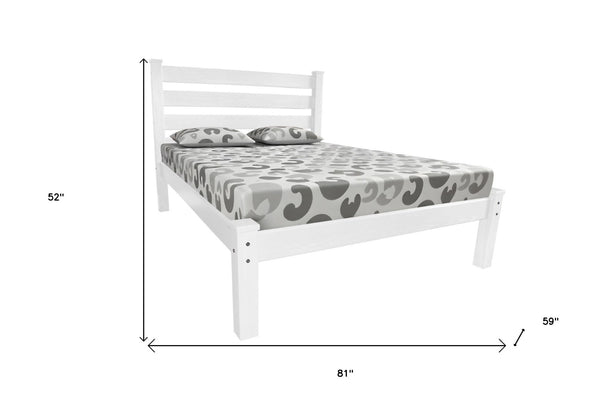 HomeRoots White Solid Wood Full Bed Frame - Handcrafted Pine with Timeless Design for Comfort & Durability 546759