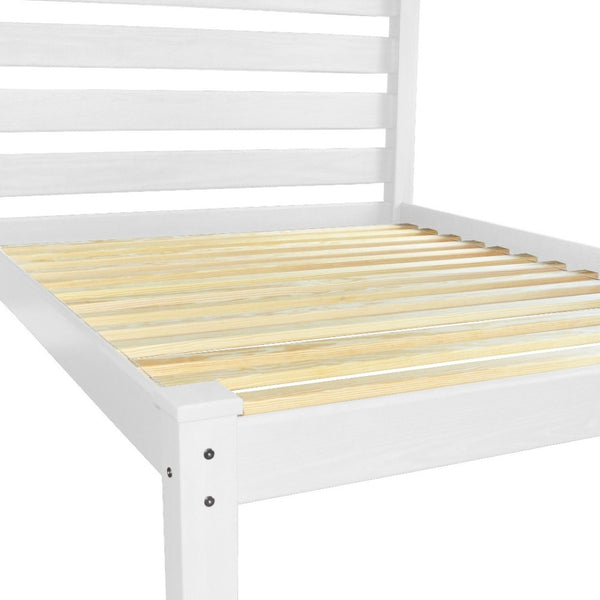 HomeRoots White Solid Wood Full Bed Frame - Handcrafted Pine with Timeless Design for Comfort & Durability 546759