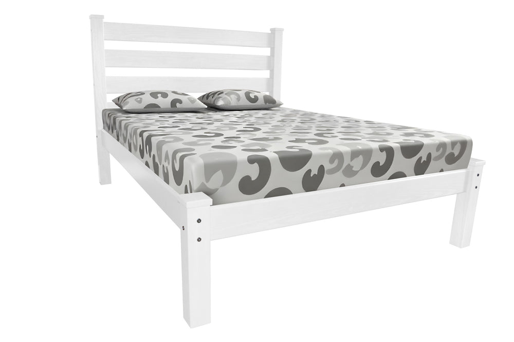 Homeroots White Solid Wood Full Bed Frame - Handcrafted Pine Design For Ultimate Comfort & Style In Your Bedroom  Solid Wood 546759
