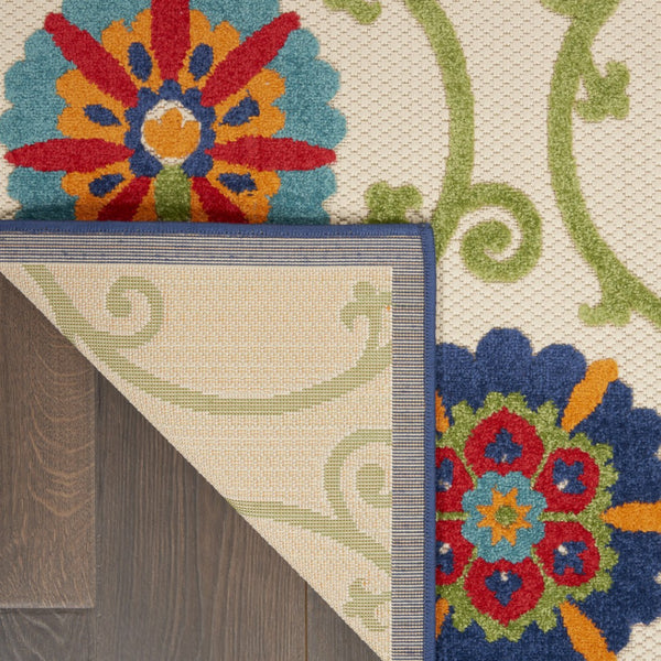 HomeRoots 6' Navy Blue Floral Area Rug - Durable, Water-Resistant, Indoor/Outdoor Design for High-Traffic Spaces 546802