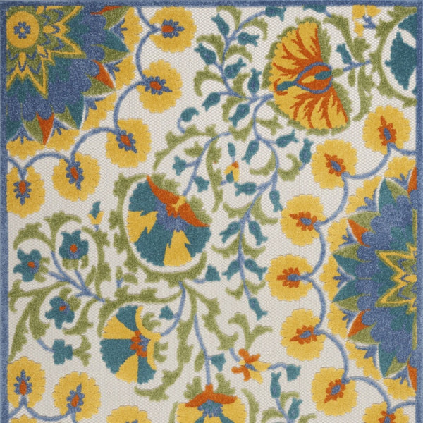 HomeRoots 5' Vibrant Round Floral Area Rug for Indoor/Outdoor Spaces - Durable, Easy-Clean, Stylish Design 6' X 9' 546813