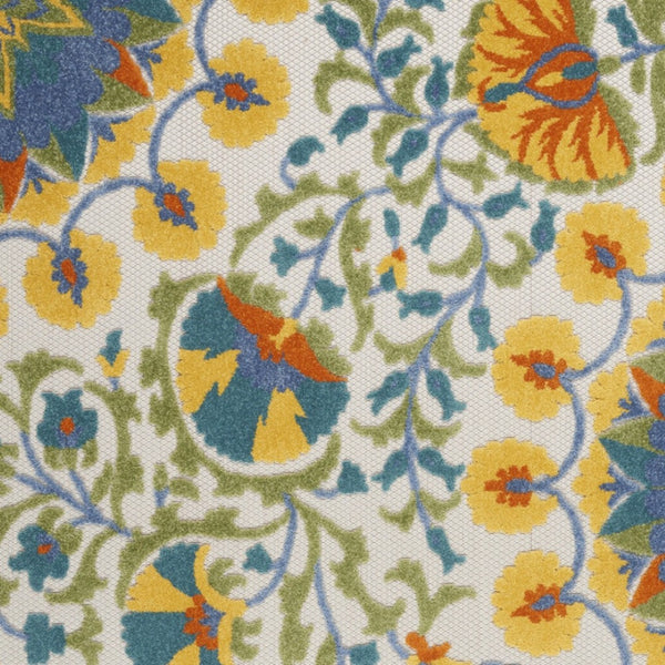 HomeRoots 5' Vibrant Round Floral Area Rug for Indoor/Outdoor Spaces - Durable, Easy-Clean, Stylish Design 6' X 9' 546813
