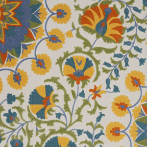 HomeRoots 5' Vibrant Round Floral Area Rug for Indoor/Outdoor Spaces - Durable, Easy-Clean, Stylish Design 7' X 10' 546814
