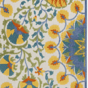 HomeRoots 5' Vibrant Round Floral Area Rug for Indoor/Outdoor Spaces - Durable, Easy-Clean, Stylish Design 5' X 8' 546816
