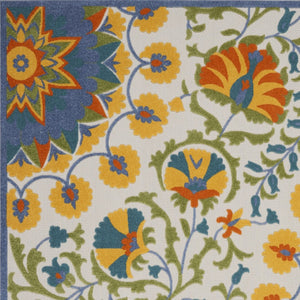 HomeRoots 5' Vibrant Round Floral Area Rug for Indoor/Outdoor Spaces - Durable, Easy-Clean, Stylish Design 8' X 11' 546817