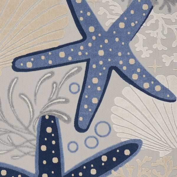 HomeRoots 7' Navy Blue and Gray Starfish Area Rug – Coastal Charm for Indoor & Outdoor Spaces, Durable & Stylish 546821