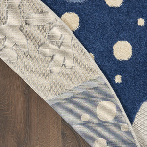 HomeRoots 8' Navy Blue and Gray Round Starfish Area Rug – Stylish, Stain-Resistant, Indoor/Outdoor Versatility! 546822