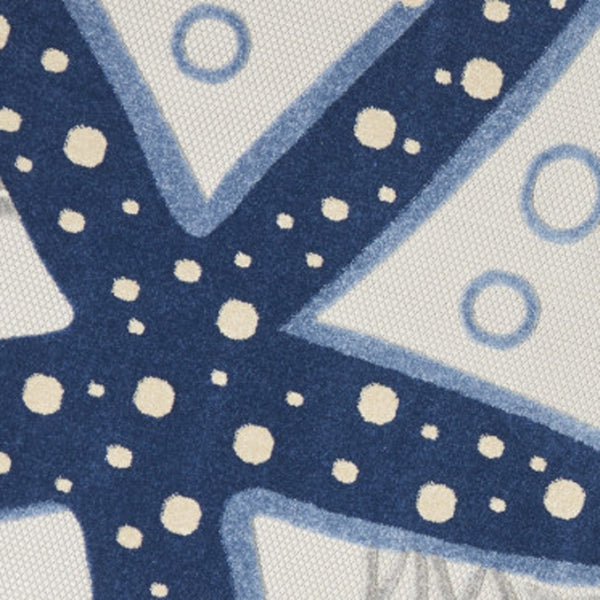 HomeRoots 8' Navy Blue and Gray Round Starfish Area Rug – Stylish, Stain-Resistant, Indoor/Outdoor Versatility! 546822