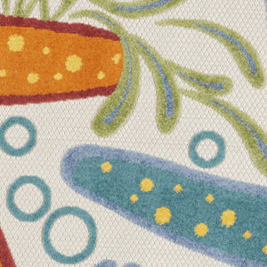 HomeRoots 5' Coastal Starfish Indoor Outdoor Area Rug - Vibrant Blue, Yellow, and Orange Design for Any Space 5' Round 546827