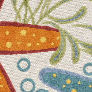 HomeRoots 5' Coastal Starfish Indoor Outdoor Area Rug - Vibrant Blue, Yellow, and Orange Design for Any Space 5' Round 546827