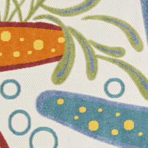 HomeRoots 5' Coastal Starfish Indoor Outdoor Area Rug - Vibrant Blue, Yellow, and Orange Design for Any Space 8' Round 546828