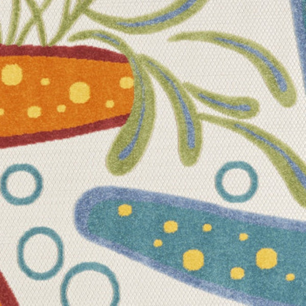 HomeRoots 5' Coastal Starfish Indoor Outdoor Area Rug - Vibrant Blue, Yellow, and Orange Design for Any Space 8' Round 546828