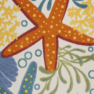 HomeRoots 5' Coastal Starfish Indoor Outdoor Area Rug - Vibrant Blue, Yellow, and Orange Design for Any Space 6' X 9' 546829