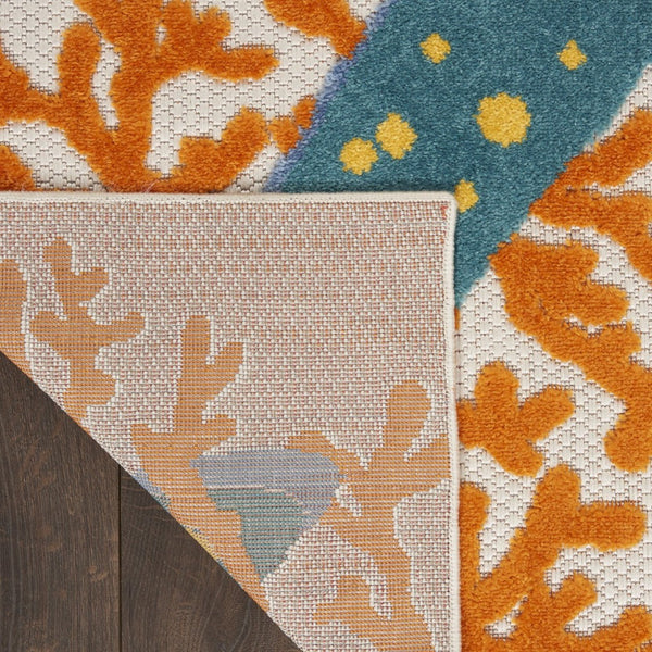HomeRoots 5' Coastal Starfish Indoor Outdoor Area Rug - Vibrant Blue, Yellow, and Orange Design for Any Space 7' X 10' 546830