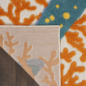 HomeRoots 5' Coastal Starfish Indoor Outdoor Area Rug - Vibrant Blue, Yellow, and Orange Design for Any Space 8' X 11' 546833