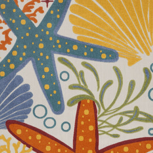 HomeRoots 5' Coastal Starfish Indoor Outdoor Area Rug - Vibrant Blue, Yellow, and Orange Design for Any Space 8' X 11' 546833