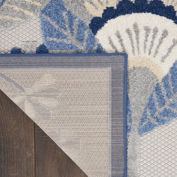 HomeRoots 5' Blue and Gray Floral Area Rug - Durable Indoor/Outdoor Design for Stylish High-Traffic Spaces 8' X 11' 546840