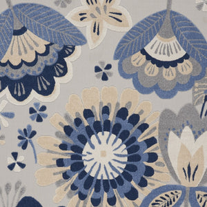 HomeRoots 5' Blue and Gray Floral Area Rug - Durable Indoor/Outdoor Design for Stylish High-Traffic Spaces 7' X 10' 546841
