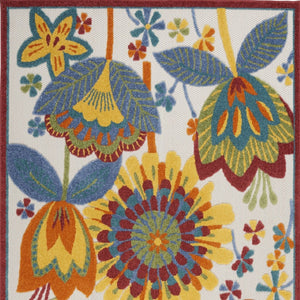HomeRoots 5' Vibrant Floral Area Rug for Indoor and Outdoor Spaces – Durable, Stain-Resistant, Easy-Care Design 6' X 9' 546845