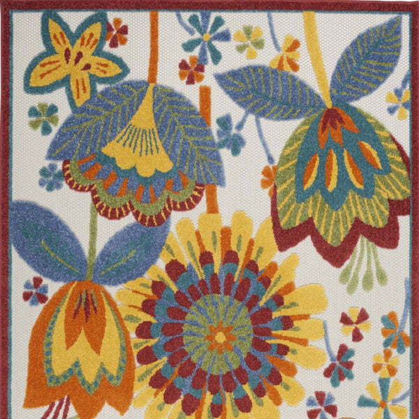 HomeRoots 5' Vibrant Floral Area Rug for Indoor and Outdoor Spaces – Durable, Stain-Resistant, Easy-Care Design 6' X 9' 546845