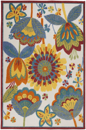 HomeRoots 5' Vibrant Floral Area Rug for Indoor and Outdoor Spaces – Durable, Stain-Resistant, Easy-Care Design 6' X 9' 546845