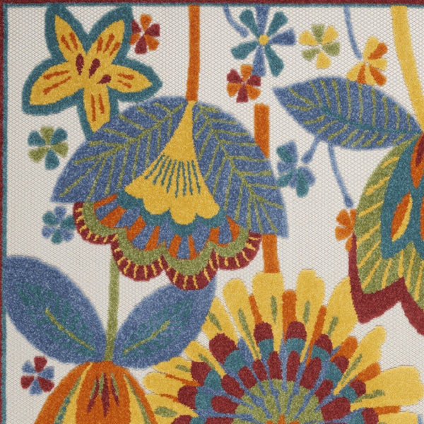 HomeRoots 5' Vibrant Floral Area Rug for Indoor and Outdoor Spaces – Durable, Stain-Resistant, Easy-Care Design 6' X 9' 546845