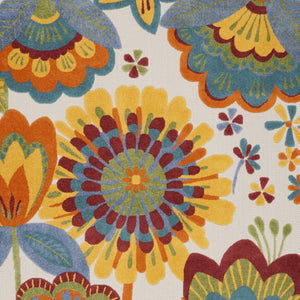 HomeRoots 5' Vibrant Floral Area Rug for Indoor and Outdoor Spaces – Durable, Stain-Resistant, Easy-Care Design 7' X 10' 546846