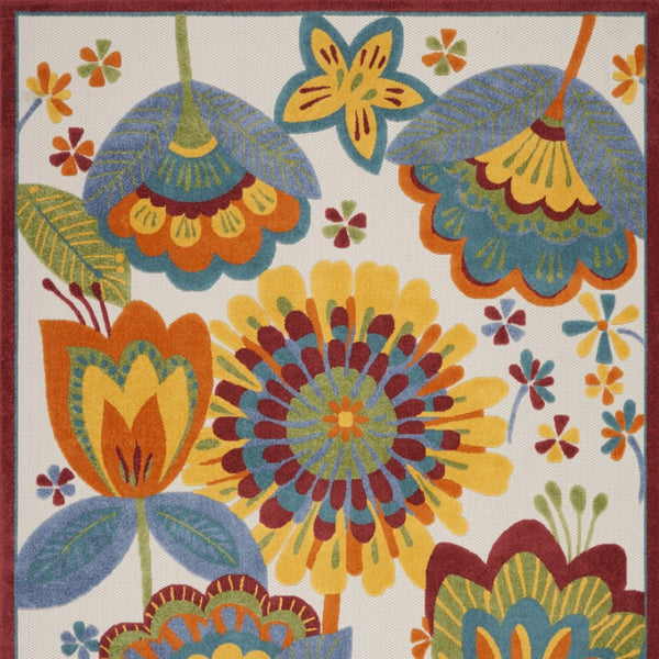 HomeRoots 5' Vibrant Floral Area Rug for Indoor and Outdoor Spaces – Durable, Stain-Resistant, Easy-Care Design 7' X 10' 546846