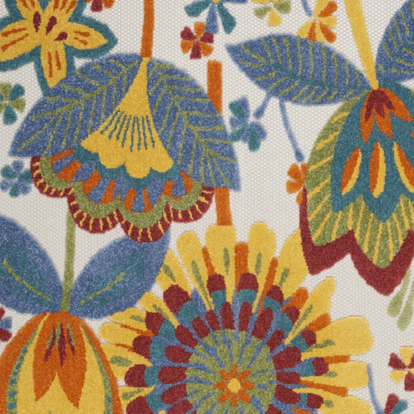 HomeRoots 5' Vibrant Floral Area Rug for Indoor and Outdoor Spaces – Durable, Stain-Resistant, Easy-Care Design 5' X 8' 546848