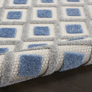 HomeRoots 5' Modern Blue and Gray Round Geometric Area Rug - Durable, Stylish for Indoor & Outdoor Spaces! 546851
