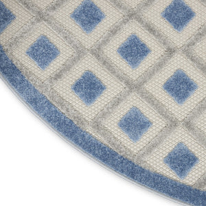 HomeRoots 5' Modern Blue and Gray Round Geometric Area Rug - Durable, Stylish for Indoor & Outdoor Spaces! 546851