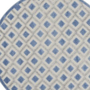 HomeRoots 5' Modern Blue and Gray Round Geometric Area Rug - Durable, Stylish for Indoor & Outdoor Spaces! 546851