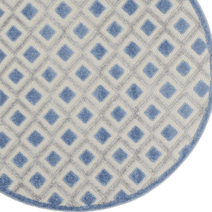 HomeRoots 5' Modern Blue and Gray Round Geometric Area Rug - Durable, Stylish for Indoor & Outdoor Spaces! 546851