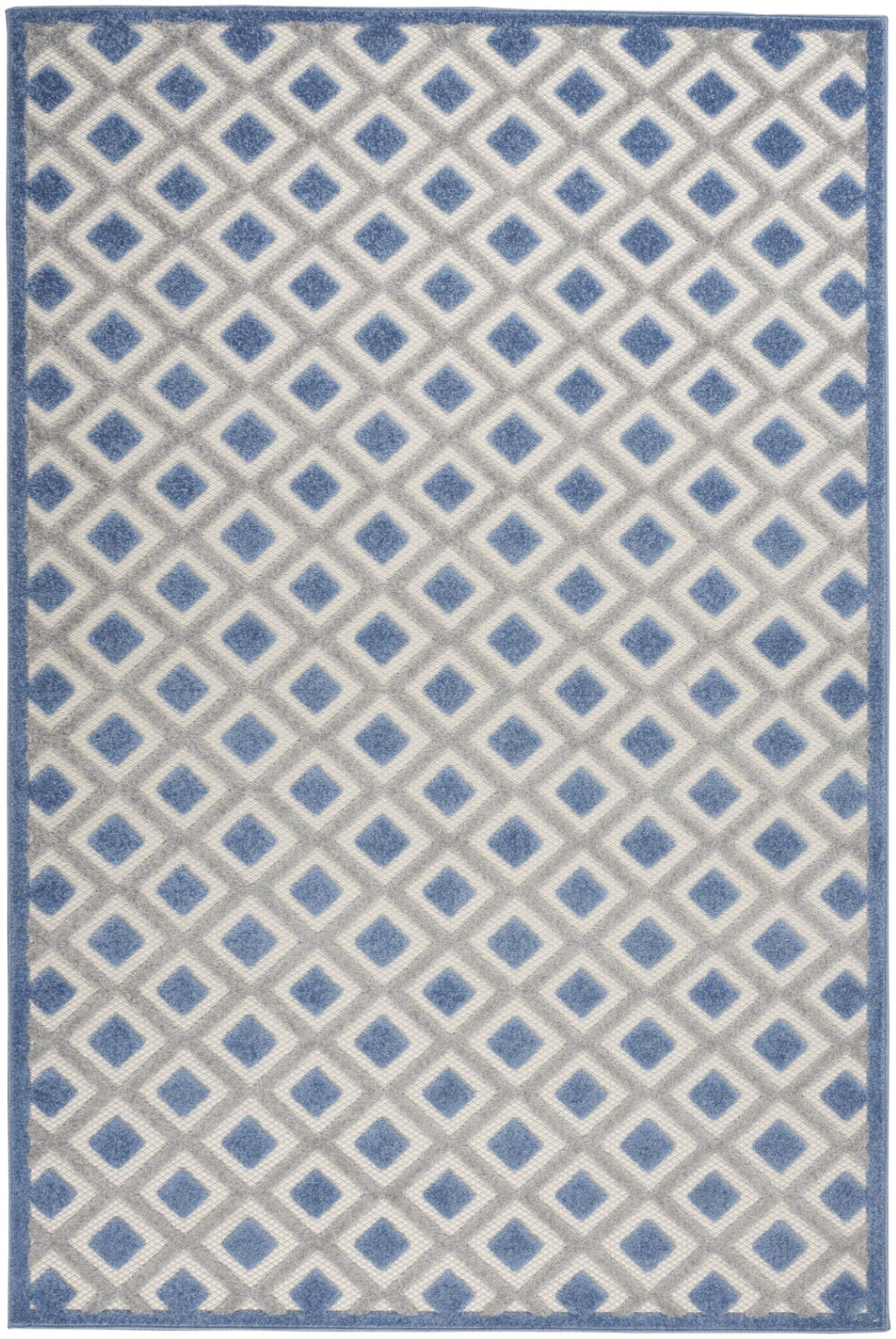 HomeRoots 6' Blue and Gray Geometric Area Rug - Durable Indoor/Outdoor Style for High-Traffic Spaces & Patios 546852
