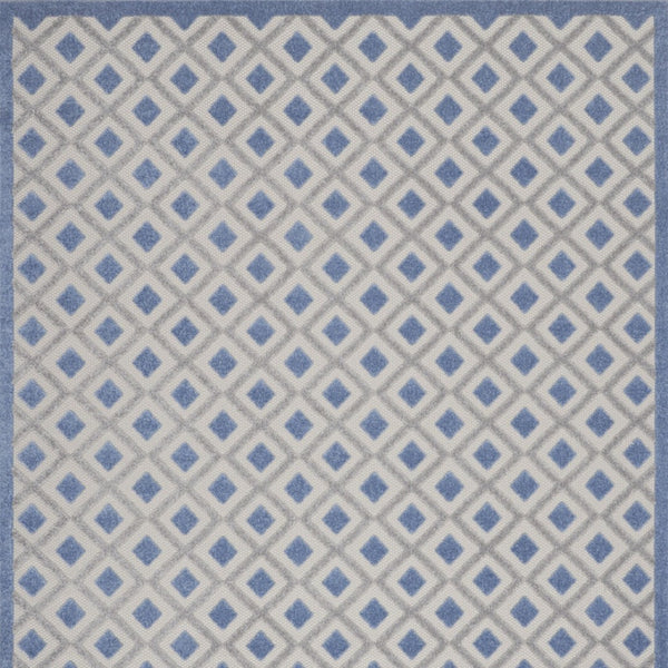 HomeRoots 7' Blue and Gray Geometric Area Rug – Durable, Stylish Indoor/Outdoor Essential for High-Traffic Areas 546853
