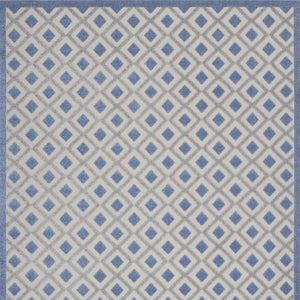 HomeRoots 7' Blue and Gray Geometric Area Rug – Durable, Stylish Indoor/Outdoor Essential for High-Traffic Areas 546853