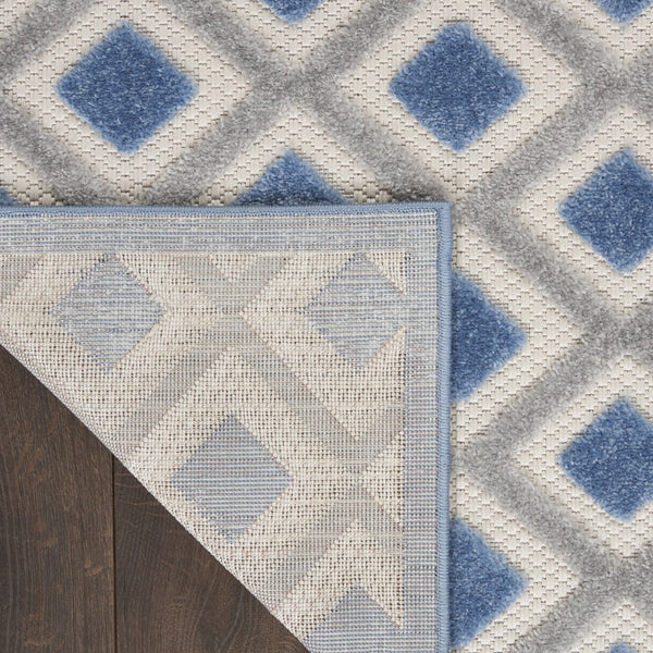 HomeRoots 7' Blue and Gray Geometric Area Rug – Durable, Stylish Indoor/Outdoor Essential for High-Traffic Areas 546853