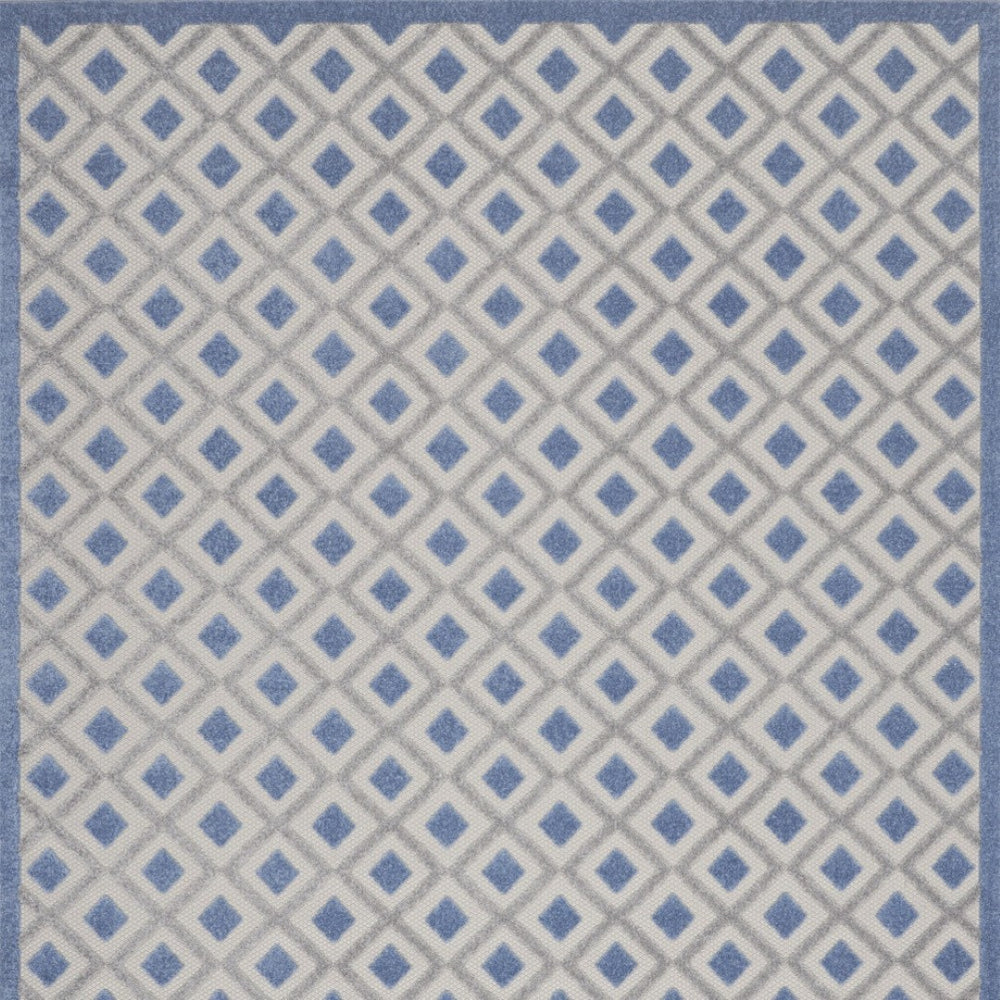 HomeRoots 8' Geometric Indoor-Outdoor Area Rug in Blue & Gray – Durable, Stylish for High-Traffic Spaces! 546857
