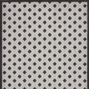 HomeRoots 7' Black and White Geometric Area Rug - Versatile Indoor Outdoor Design, Durable and Easy to Clean 546861