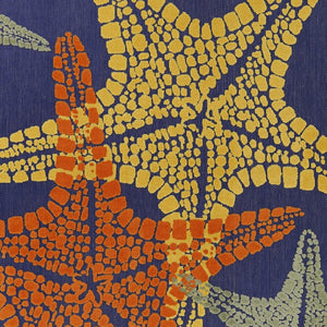 HomeRoots 9' Coastal Starfish Area Rug in Vibrant Blue, Yellow, and Orange - Perfect for Indoor & Outdoor Use! 546865